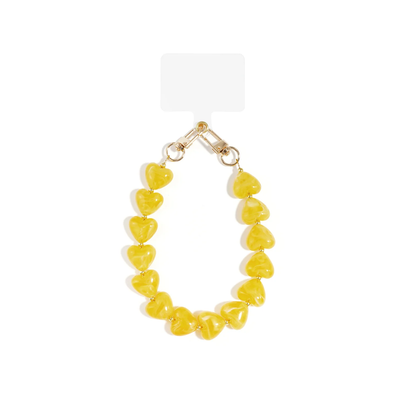 Gele marble hartjes XL telefoonkoord Lieve