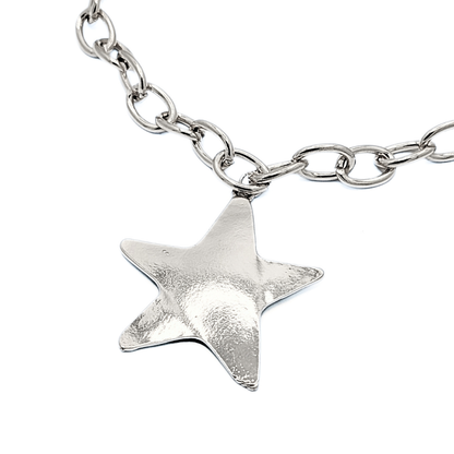 Zilveren schakelketting met grote ster