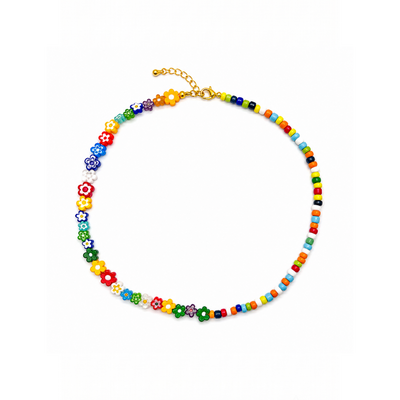 Gekleurde chunky kleine kralenketting Saar millefiori