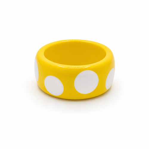 Gele met witte stippen bangle armband Polka dot