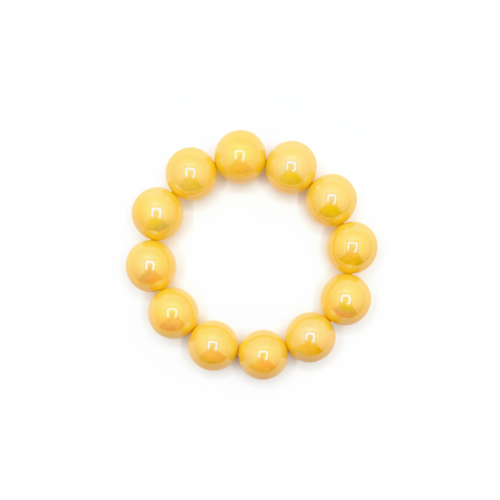 Gele metallic grote kralenarmband Eva