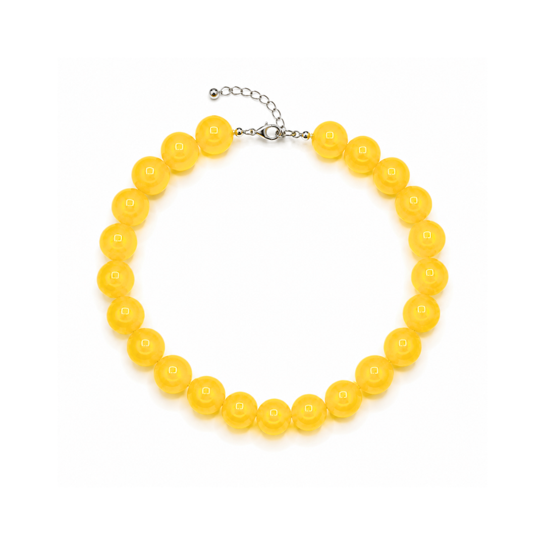 Gele grote kralenketting neon met glanzende kralen van Casa Jadel