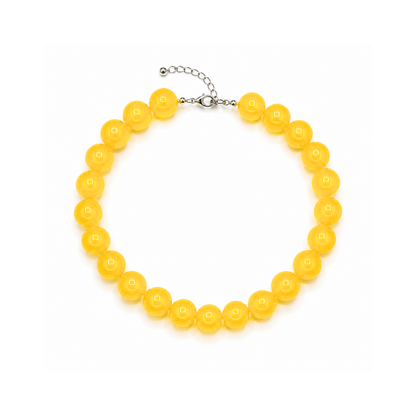 Gele grote kralenketting neon met glanzende kralen van Casa Jadel