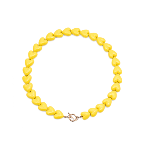 Gele hartjes kralenketting frontsluiting