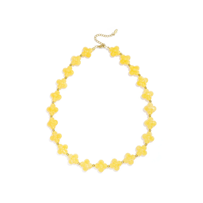 Gele klaver kralenketting