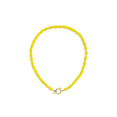 Gele kralenketting long