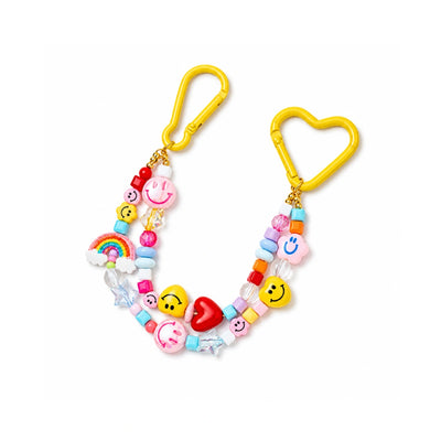 Gele veelkleurige Y2K statement smileykralen tashanger