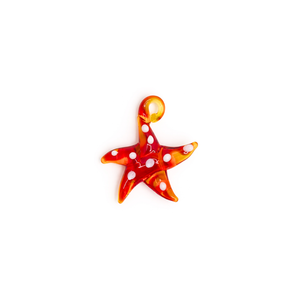 Glazen oranje zeester bedel met witte details sieraden bedel Casa Jadel