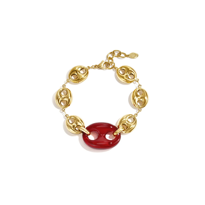 Gouden armband met burgundy panter bean
