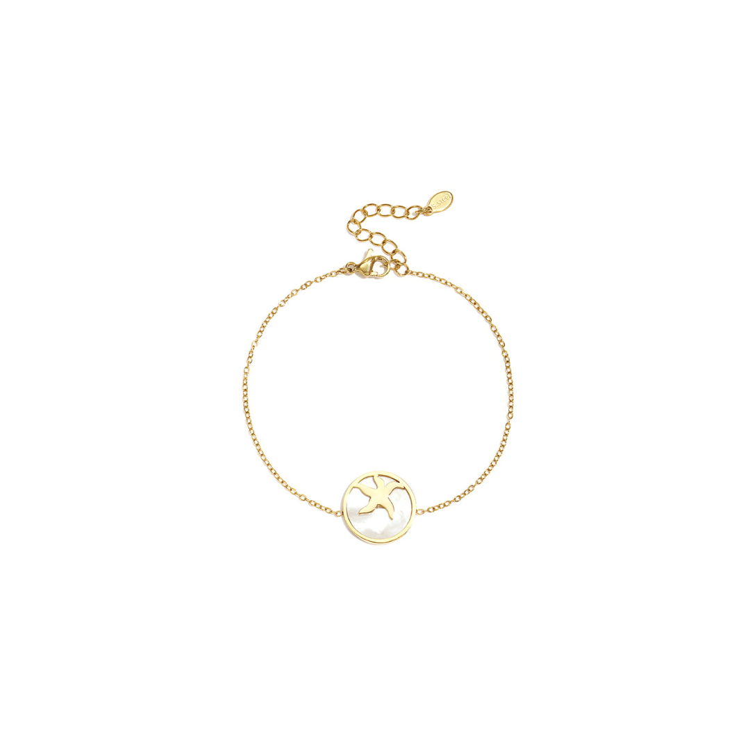 ouden armband met zeester bedel en parelmoer detail verstelbaar dames