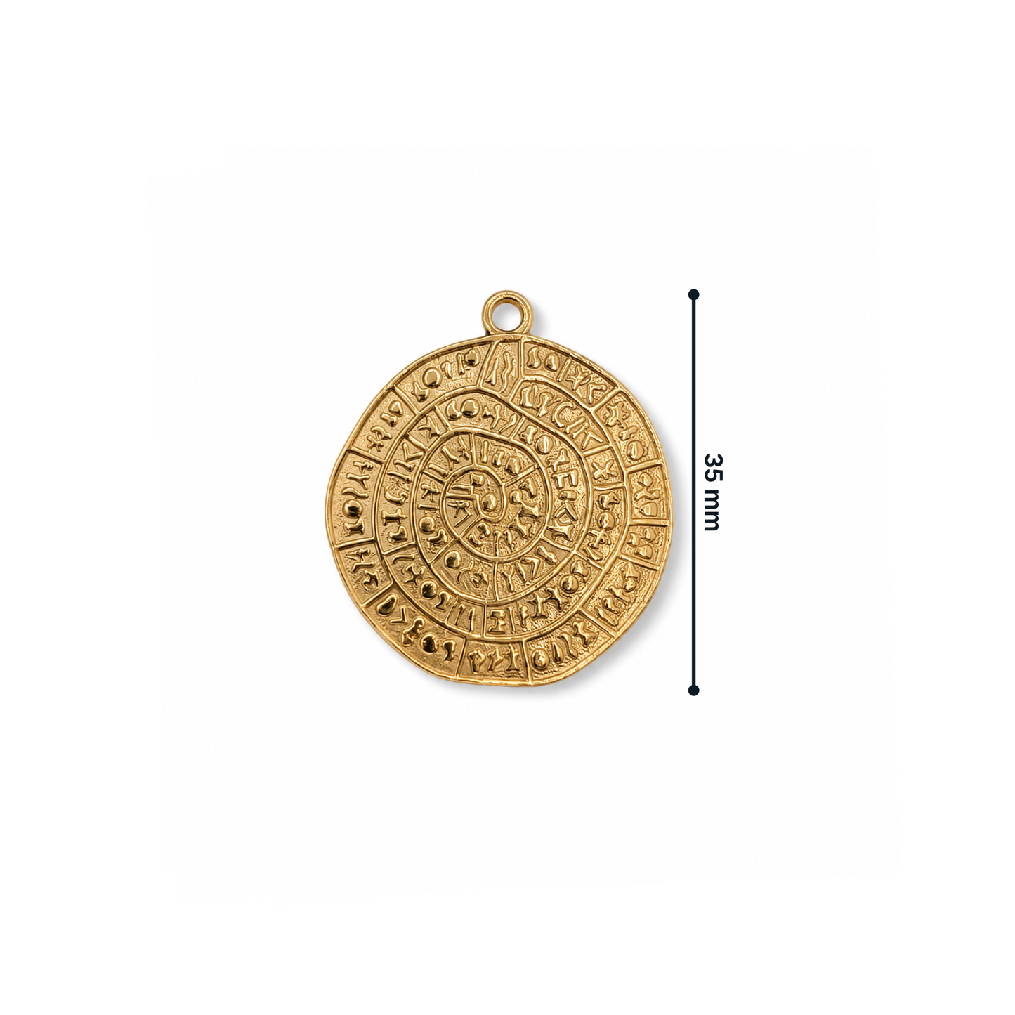 Gouden Aztec munt bedel 35mm met gedetailleerde gravering van Casa Jadel.