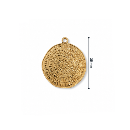 Gouden Aztec munt bedel 35mm met gedetailleerde gravering van Casa Jadel.