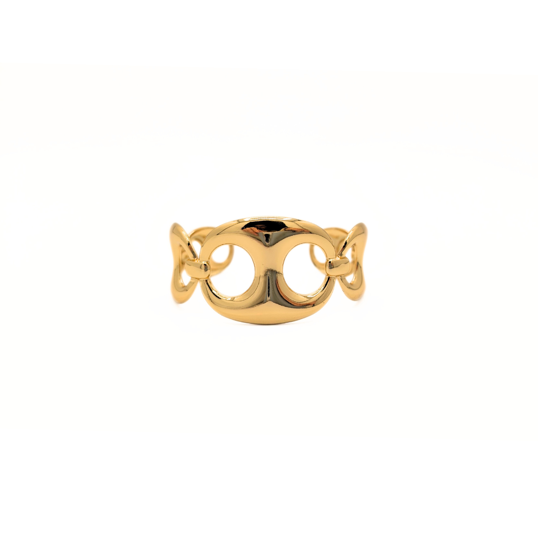 Statement gouden bangle armband met varkensneus detail