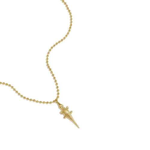Gouden bolletjes ketting met krokodil hanger