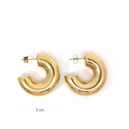Gouden chunky oorringen van 3 cm met glanzende afwerking afmeting