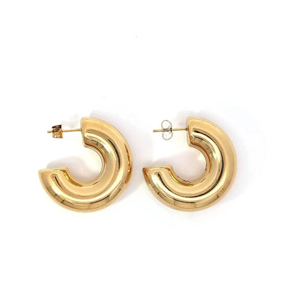 Gouden chunky oorringen van 3 cm met glanzende afwerking