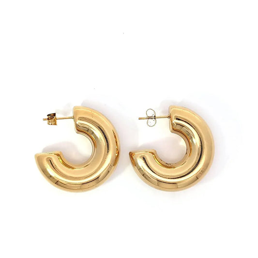 Gouden chunky oorringen van 3 cm met glanzende afwerking