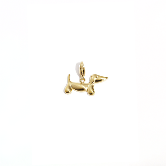 Gouden chunky teckel hond bedel met glanzende afwerking