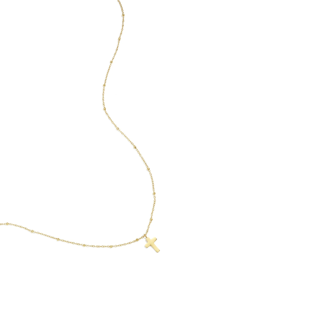 Gouden fijne ketting met klein kruisje van Casa Jadel