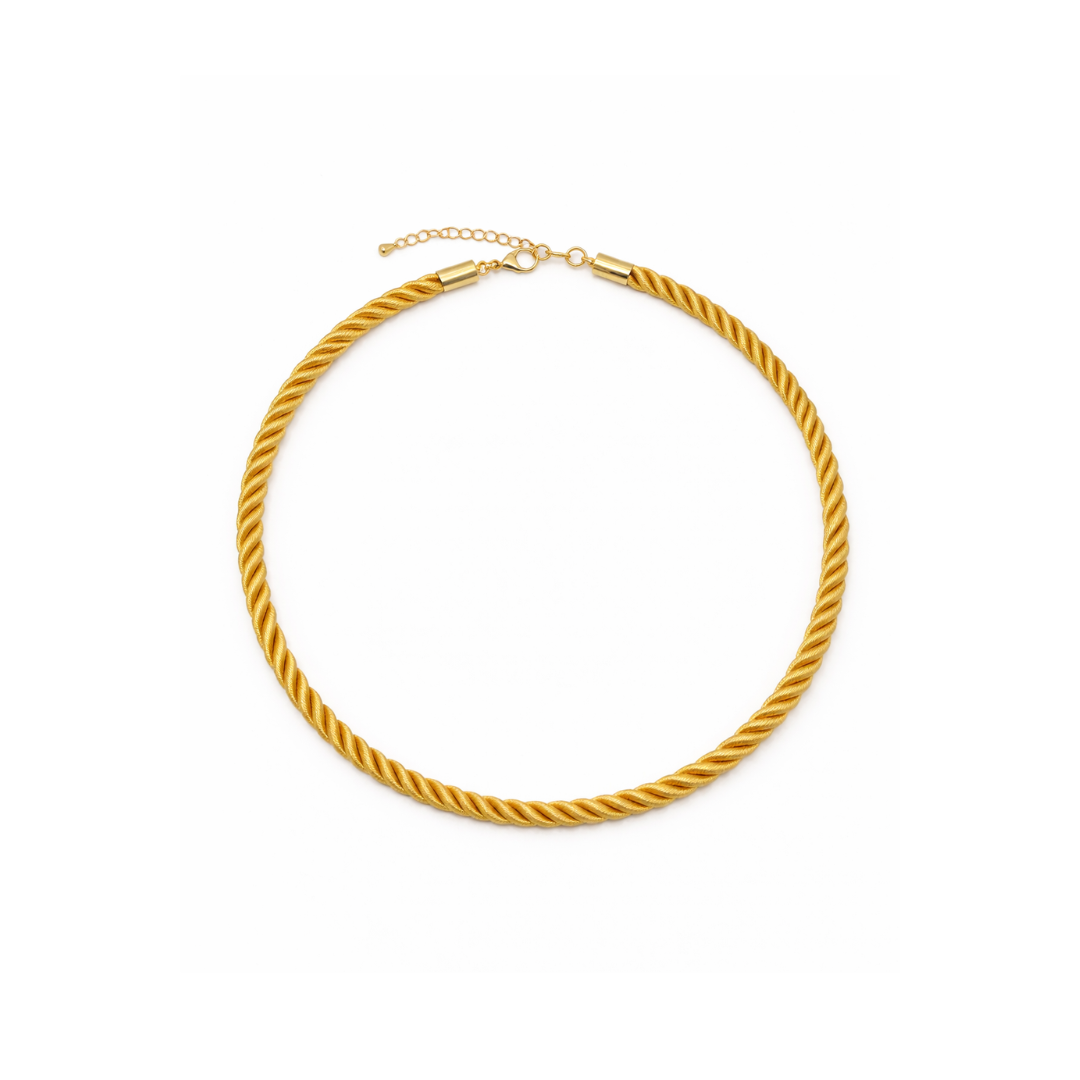 Gouden gedraaide rope ketting met stainless steel sluiting.