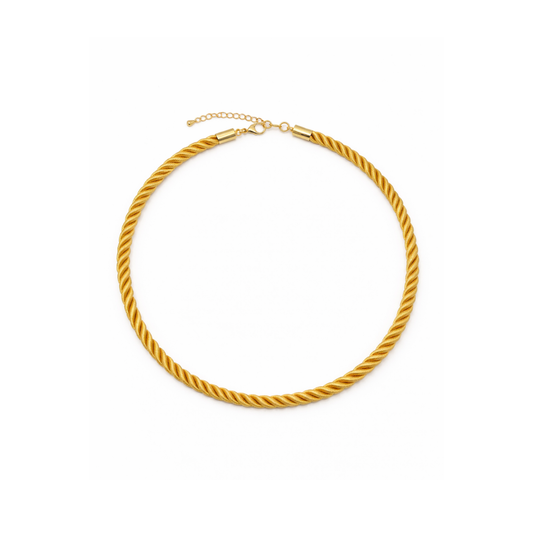 Gouden gedraaide rope ketting met stainless steel sluiting.
