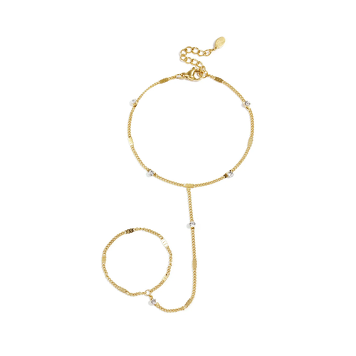 Gouden hand chain kleine strass steentjes