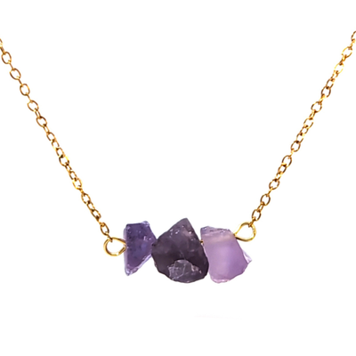 Gouden ketting met drie amethist