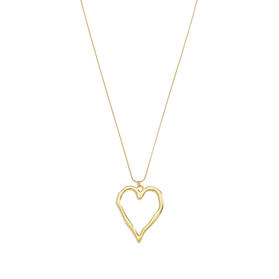 Gouden lange ketting met open statement hart