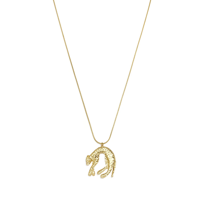 Gouden lange ketting met panter statement hanger