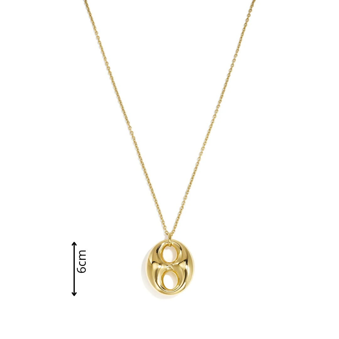 Gouden lange ketting met grote statement bean bedel van Casa Jadel afmeting