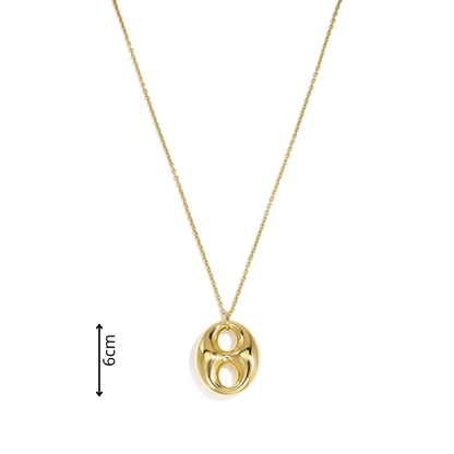  Gouden lange ketting met grote statement bean bedel van Casa Jadel afmeting
