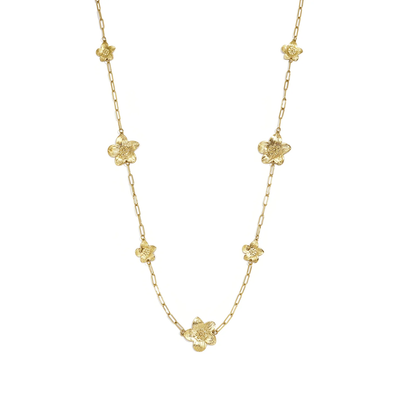 Gouden lange ketting met statement bloemen