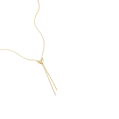 Gouden slangen Y lijn ketting met hart - lang