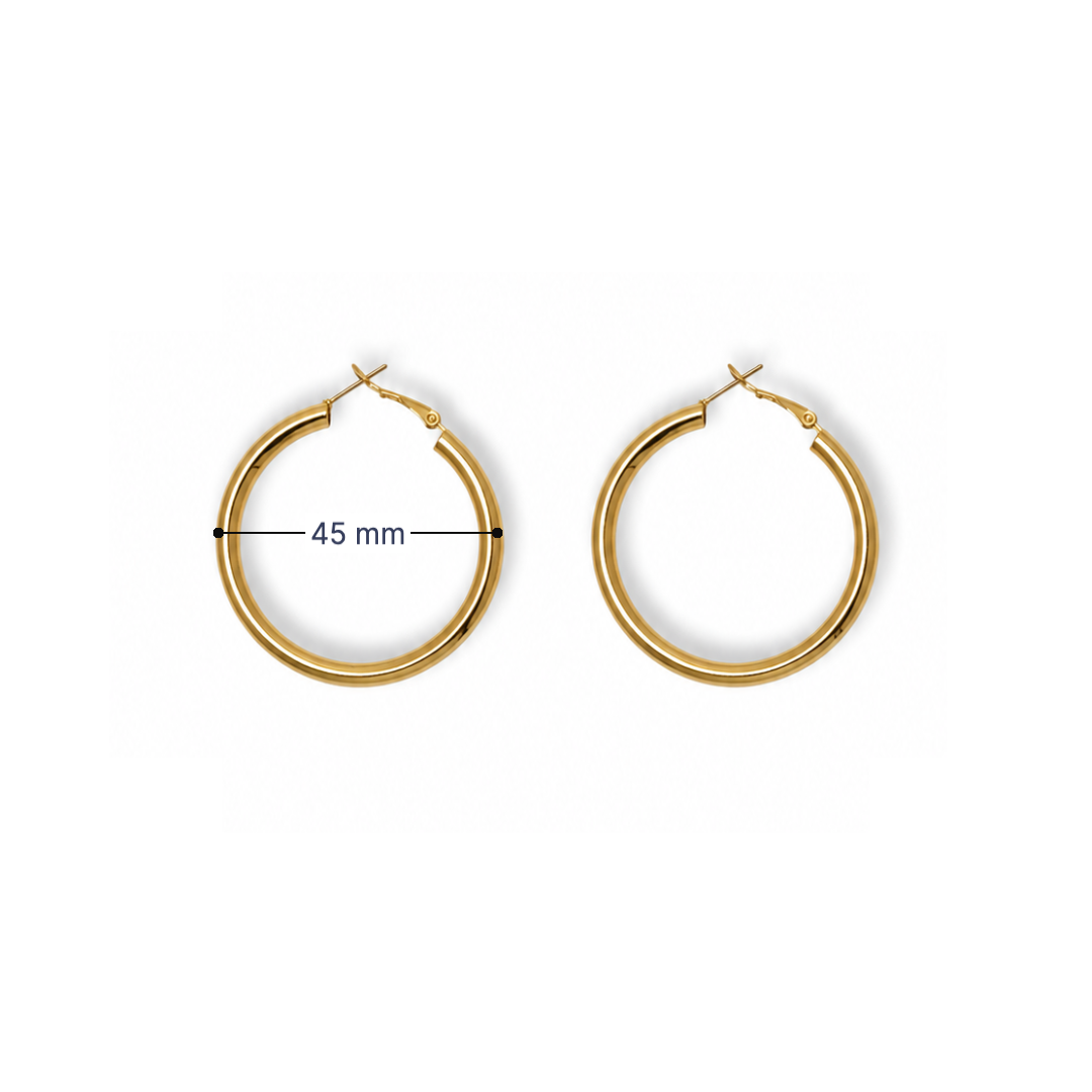 Gouden oorringen dames 45 mm lichtgewicht Casa Jadel