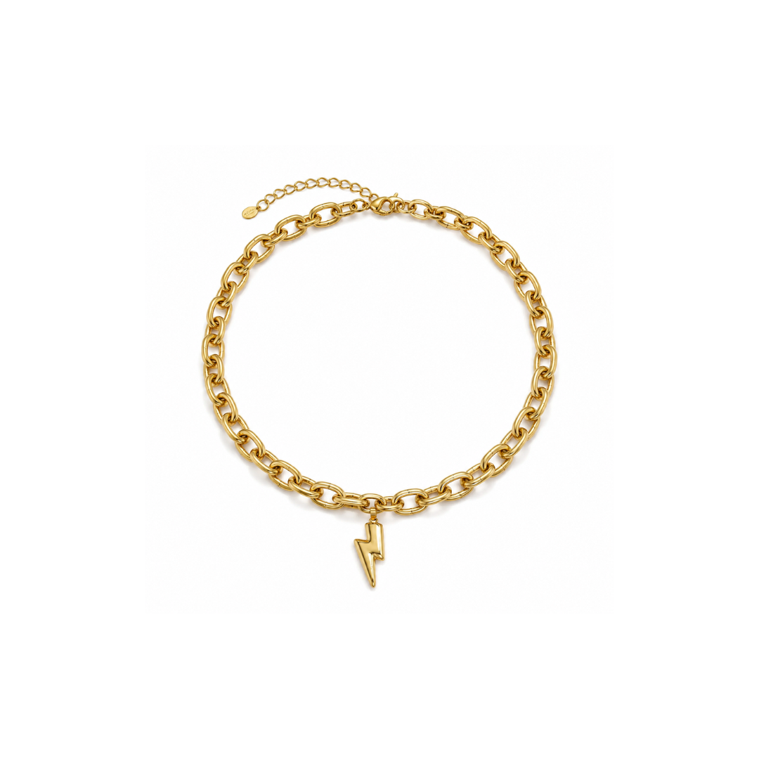 Gouden schakelketting met bliksemschicht bedel van Casa Jadel