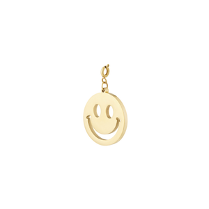 Gouden smiley bedel van stainless steel met glanzende afwerking
