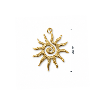 Gouden spiraal zon bedel  4cm met opengewerkt design van Casa Jadel.