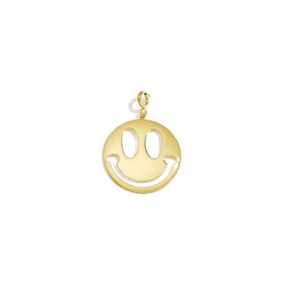Grote gouden statement smiley hanger met clip voor ketting