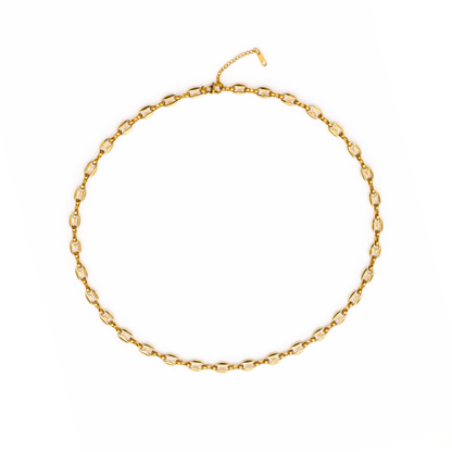 Gouden varkensneus schakelketting met luxe schakels