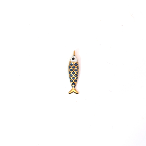 Gouden vis bedel met blauwe schubben