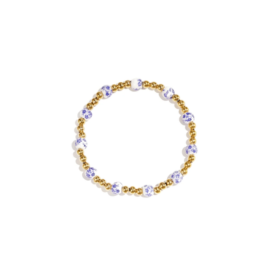 Gouden wit blauwe kraaltjes armband
