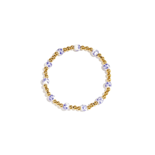 Gouden wit blauwe kraaltjes armband