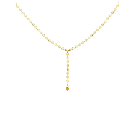 Gouden Y lijn ketting met rondjes- lang