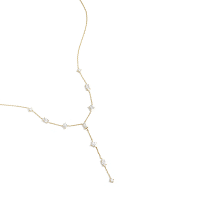 Gouden Y lijn ketting met strass- lang