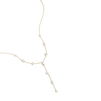 Gouden Y lijn ketting met fonkelende strass steentjes