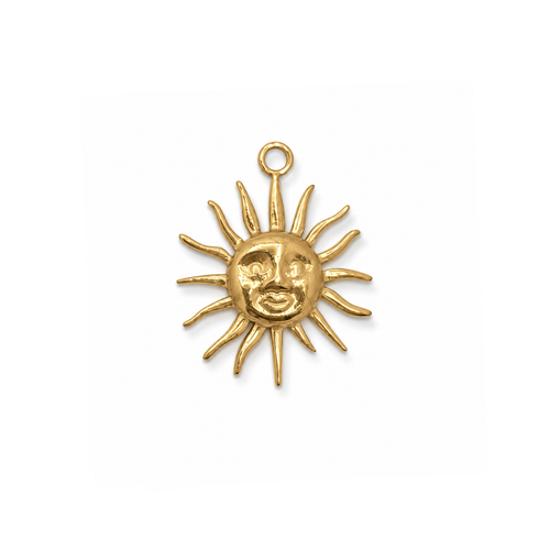 Gouden zon gezicht bedel