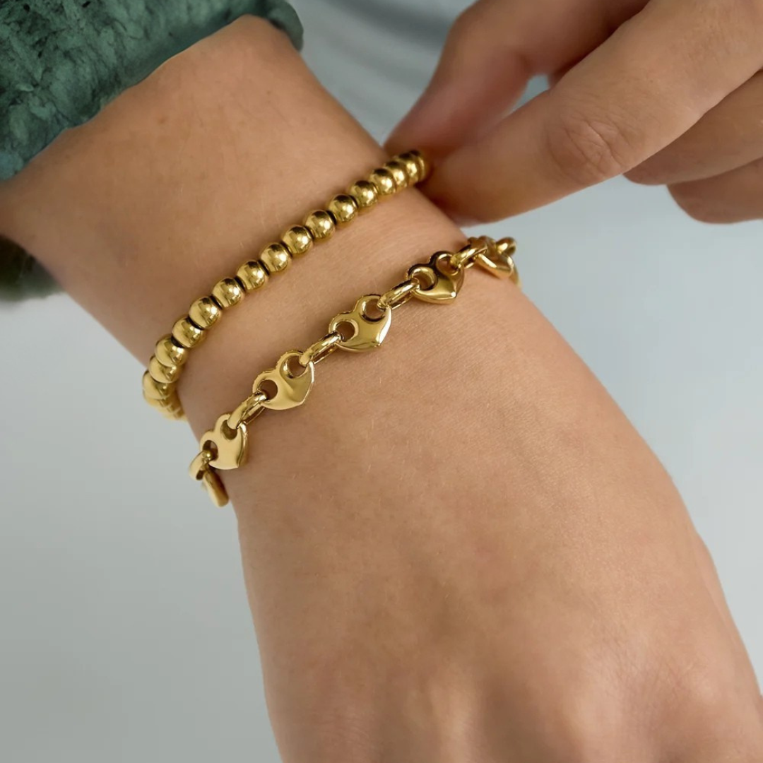 Gouden armband hartjes schakels