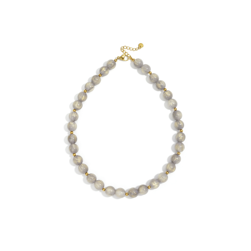 Grijze gouden  marble  kralenketting met gouden details