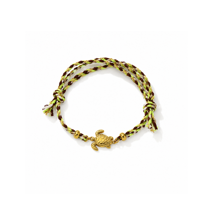 Groen-bruine rope armband met gouden schildpad bedel van Casa Jadel