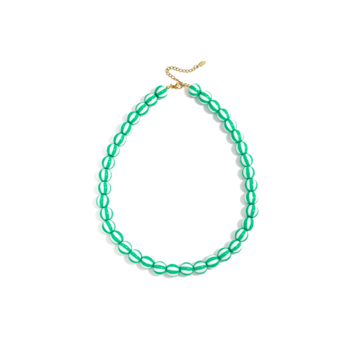 Groen wit gestreepte kralenketting
